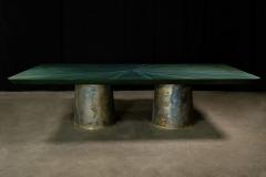  Costantini Design Cast Bronze Wood Twin Pedestal Dining Table from Costantini Benone - 4537580