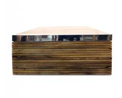  Costantini Design Coffee Table with Exotic Wood Slats and Nickel Plated Details Argilla In Stock - 2205198