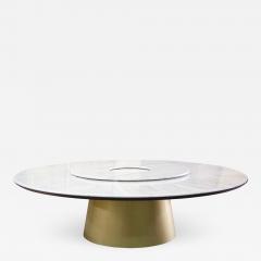  Costantini Design Dining Wrapped Bronze Table with White Ibiza Marble top and Wood Support Aragon - 2339337