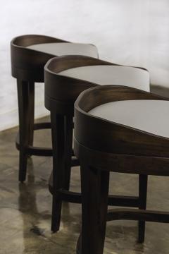  Costantini Design Exotic Contemporary Wood Stool in Gray Fabric by Costantini Pia In Stock - 4690959
