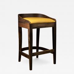  Costantini Design Exotic Contemporary Wood Stool in Pavoni Leather by Costantini Pia In Stock - 4134736