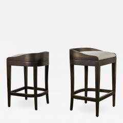  Costantini Design Exotic Wood Contemporary Sleek Counter Stool in Leather from Costantini Pia - 1947243