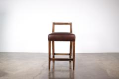  Costantini Design Exotic Wood Contemporary Stool in Leather by Costantini Ecco In Stock - 3682126