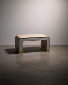  Costantini Design Lacquered Linen and Bronze Coffee Table by Costantini Cascata In Stock - 2218510