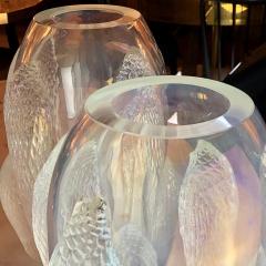  Costantini Design Late 20th Century Pair of Transparent Iridescent Murano Glass Vases Costantini - 1737319