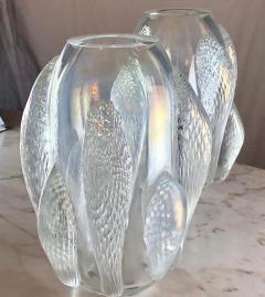  Costantini Design Late 20th Century Pair of Transparent Iridescent Murano Glass Vases Costantini - 1737321