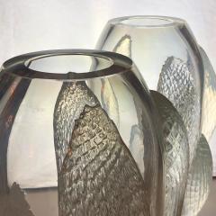  Costantini Design Late 20th Century Pair of Transparent Iridescent Murano Glass Vases Costantini - 1737346