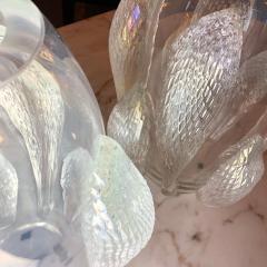  Costantini Design Late 20th Century Pair of Transparent Iridescent Murano Glass Vases Costantini - 1737348