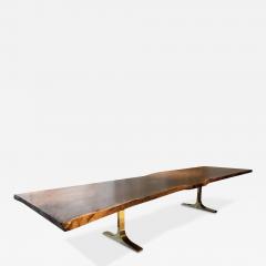  Costantini Design Live Edge Claro Walnut Slab Table with Cast Bronze Bases by Costantini Ambrosi - 4602293
