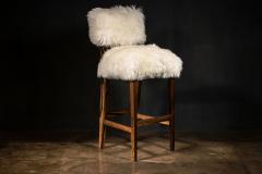  Costantini Design Modern Bar Stool in Exotic Wood and Sheepskin from Costantini Bruno - 3522448