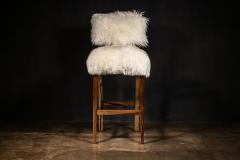  Costantini Design Modern Bar Stool in Exotic Wood and Sheepskin from Costantini Bruno - 3522449