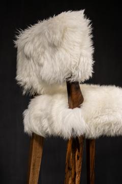  Costantini Design Modern Bar Stool in Exotic Wood and Sheepskin from Costantini Bruno - 3522454