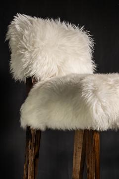  Costantini Design Modern Bar Stool in Exotic Wood and Sheepskin from Costantini Bruno - 3522455