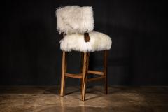  Costantini Design Modern Bar Stool in Exotic Wood and Sheepskin from Costantini Bruno - 3522457