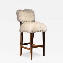  Costantini Design Modern Bar Stool in Exotic Wood and Sheepskin from Costantini Bruno - 3527375