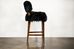  Costantini Design Modern Bar Stool in Exotic Wood and Sheepskin from Costantini Bruno - 3666267