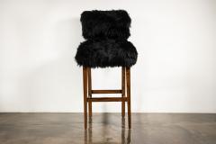  Costantini Design Modern Bar Stool in Exotic Wood and Sheepskin from Costantini Bruno - 3666269