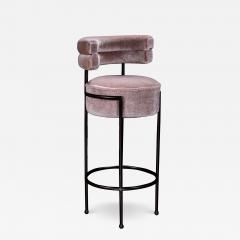 Costantini Design Modern Upholstered Round Bar Stool in COM and Metal by Costantini Mirabella - 3479800