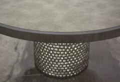  Costantini Design Modern Upholstered Table with Metallic Carved Base from Costantini Giada - 3304756