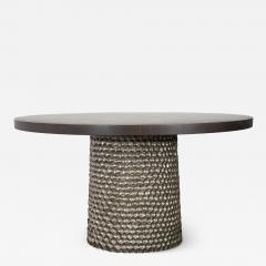  Costantini Design Modern Upholstered Table with Metallic Carved Base from Costantini Giada - 3304799