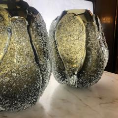  Costantini Design Pair of Brown Murano Glass Vases with Transparent Frozen Speckles - 1725171