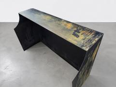  Costantini Design Patinated Metal Reception Bar with Bronze Undertones by Costantini Monolito - 4675833