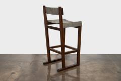  Costantini Design Wood Counter Stool with Slung Leather and Bronze by Costantini Piero In Stock - 4691522