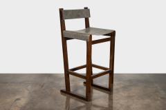  Costantini Design Wood Counter Stool with Slung Leather and Bronze by Costantini Piero In Stock - 4691523