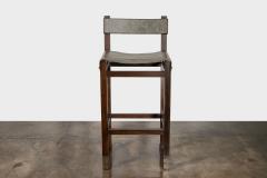  Costantini Design Wood Counter Stool with Slung Leather and Bronze by Costantini Piero In Stock - 4691524
