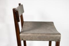  Costantini Design Wood Counter Stool with Slung Leather and Bronze by Costantini Piero In Stock - 4691527