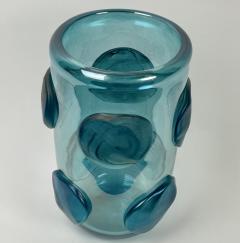  Costantini Murano Late 20th Century Pair of Light Blue Murano Art Glass Vases by Costantini - 2905098