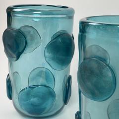  Costantini Murano Late 20th Century Pair of Light Blue Murano Art Glass Vases by Costantini - 2905101