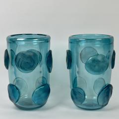  Costantini Murano Late 20th Century Pair of Light Blue Murano Art Glass Vases by Costantini - 2905105