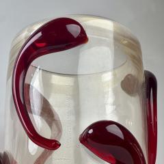  Costantini Murano Late 20th Century Pair of Transparent Murano Art Glass w Red Applications Vases - 3782609