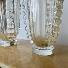  Costantini Murano Late 20th Century Pair of Transparent w Gold Glittering Murano Art Glass Vases - 3297143