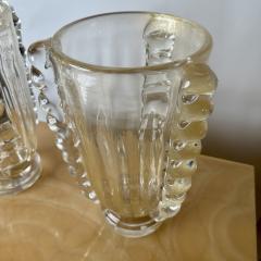  Costantini Murano Late 20th Century Pair of Transparent w Gold Glittering Murano Art Glass Vases - 3297145