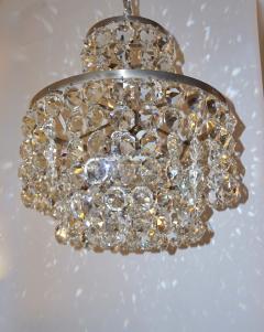  Cosulich Interiors Antiques 1950s Italian Vintage Satin Chrome and Clear Crystal Murano Glass Chandelier - 736652