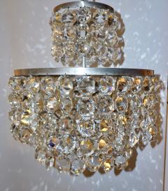  Cosulich Interiors Antiques 1950s Italian Vintage Satin Chrome and Clear Crystal Murano Glass Chandelier - 736653