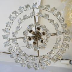  Cosulich Interiors Antiques 1950s Italian Vintage Satin Chrome and Clear Crystal Murano Glass Chandelier - 736654