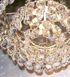  Cosulich Interiors Antiques 1950s Italian Vintage Satin Chrome and Clear Crystal Murano Glass Chandelier - 736658