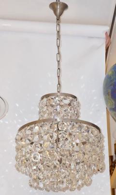  Cosulich Interiors Antiques 1950s Italian Vintage Satin Chrome and Clear Crystal Murano Glass Chandelier - 736659