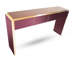  Cosulich Interiors Antiques Bespoke Italian Art Deco Design 4 Drawer White Brass Walnut Console Table Desk - 3426465