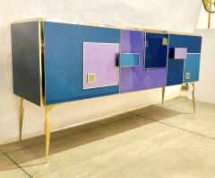  Cosulich Interiors Antiques Bespoke Italian Black Purple Blue Gold Geometric Postmodern Cabinet Sideboard - 2269850