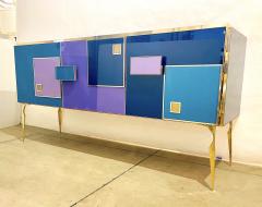  Cosulich Interiors Antiques Bespoke Italian Black Purple Blue Gold Geometric Postmodern Cabinet Sideboard - 2269853