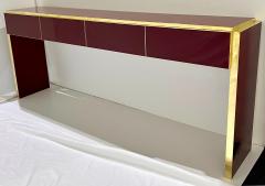  Cosulich Interiors Antiques Bespoke Italian Long 4 Drawers Burgundy Wine Brass Console Table Sideboard - 3426472