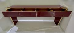  Cosulich Interiors Antiques Bespoke Italian Long 4 Drawers Burgundy Wine Brass Console Table Sideboard - 3426475