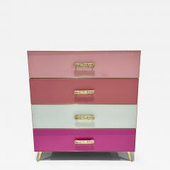  Cosulich Interiors Antiques Bespoke Italian Post Modern Pink Rose Blush White Glass 4 Drawer Semainier Chest - 3431908