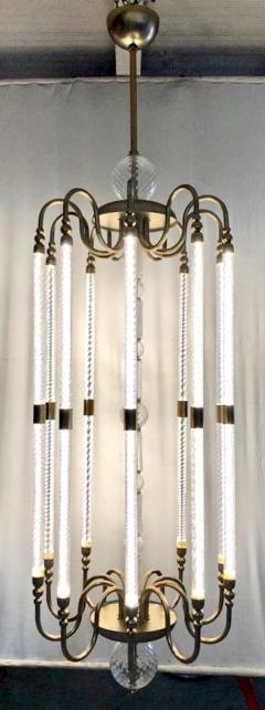  Cosulich Interiors Antiques Contemporary Bespoke Italian Monumental Murano Glass Antique Brass Open Lantern - 2057644