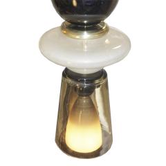  Cosulich Interiors Antiques Contemporary Crystal Black White Smoked Murano Glass Pair of Pendant Lights - 924058