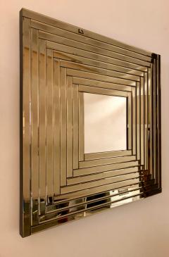  Cosulich Interiors Antiques Contemporary Geometric Italian Bronze Murano Glass Gradient Square Mirror - 736681